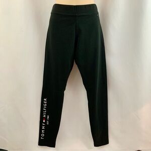 Tommy Hilfiger Sport Legging Black Mid Rise Logo’s Cotton Spandex Size Large